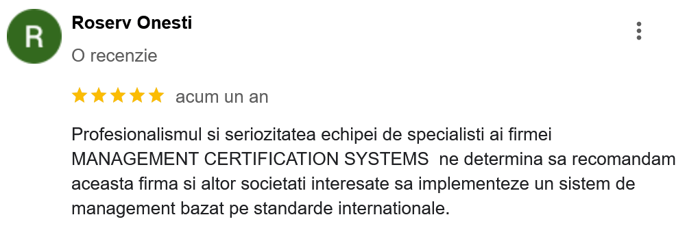 Roserv Onesti certificare iso